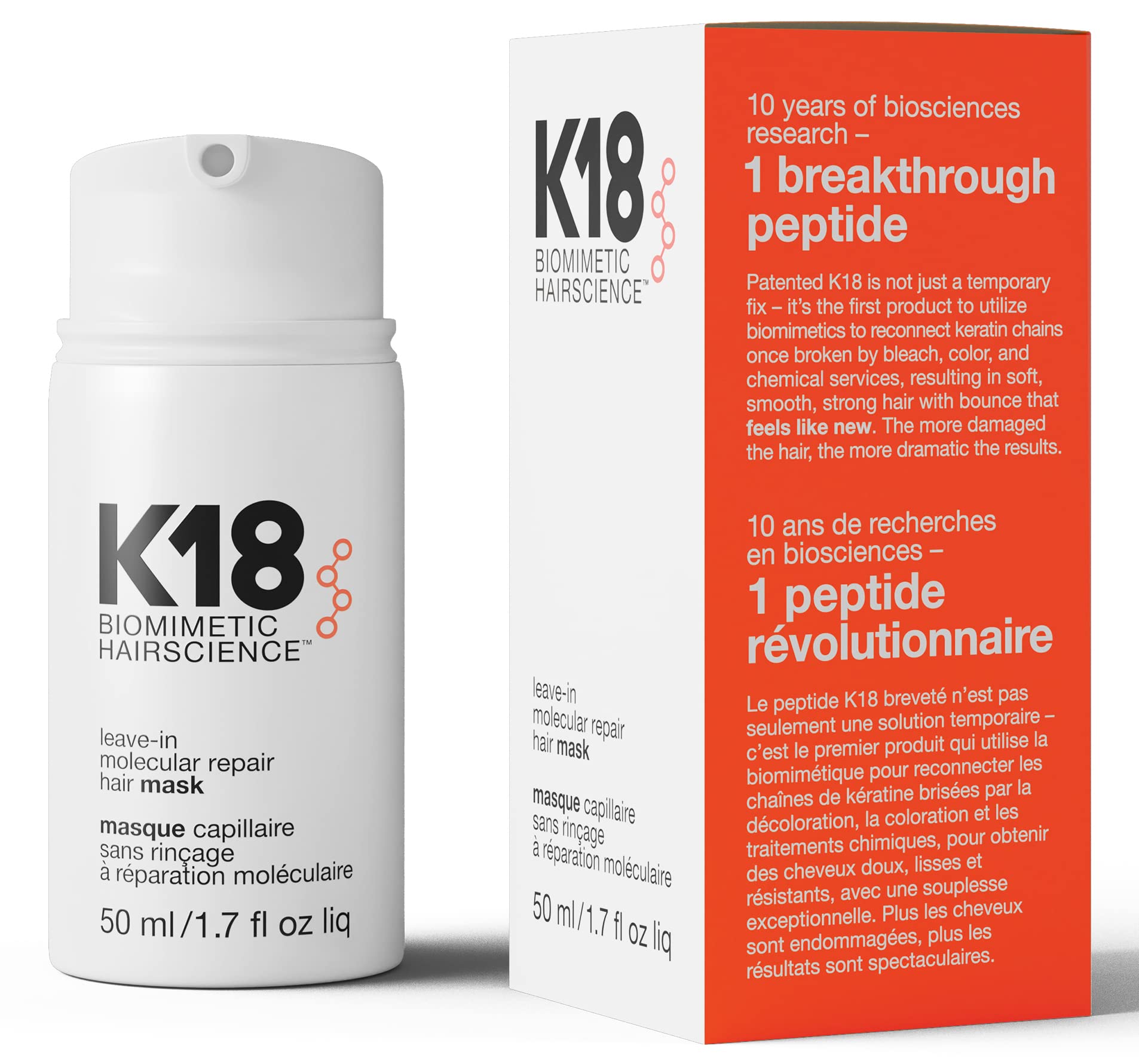 K18 Leave-In Molecular Repair Hair Mask – Biomimetic Hair Healing in 4 Minutes